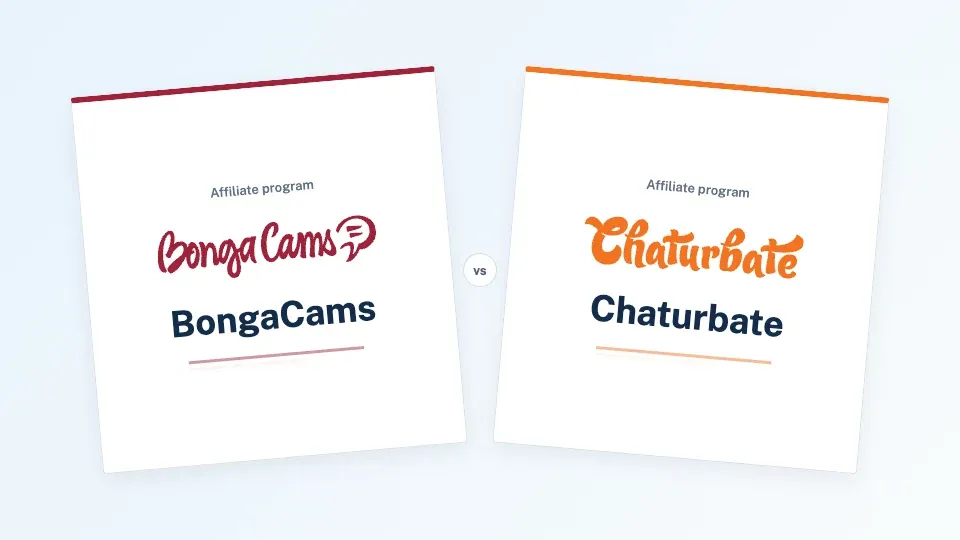 BongaCams and Chaturbate affiliate program cards with their official logos.