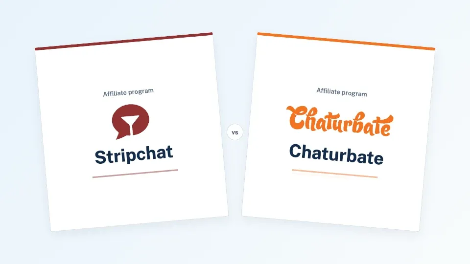 Stripchat and Chaturbate affiliate program cards with their official logos.